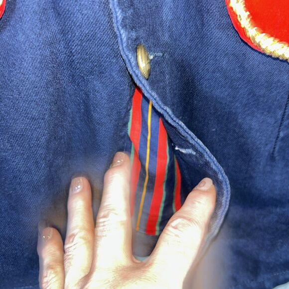 Vintage Unique Jacket From Don’t Stop Size Medium Denim & Velvet Missing Button - Picture 5 of 16